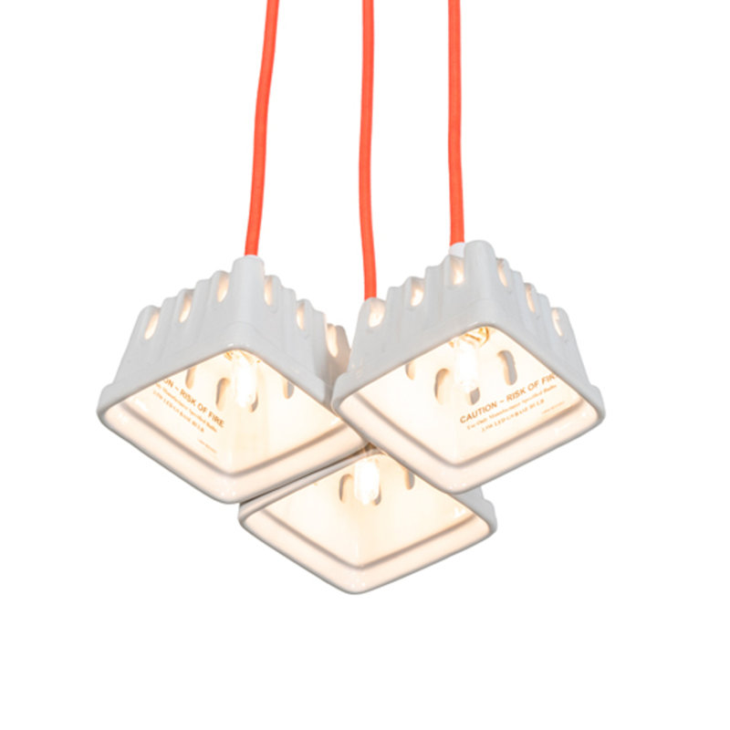 Luminaire suspendu unique à 3 lumières, Blanc/Corail
