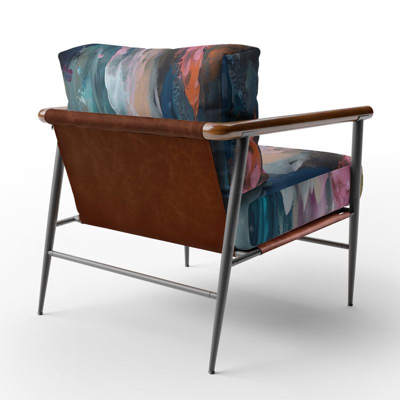 Chaise d'appoint rembourrée abstraite moderne bleu et rose, Noir