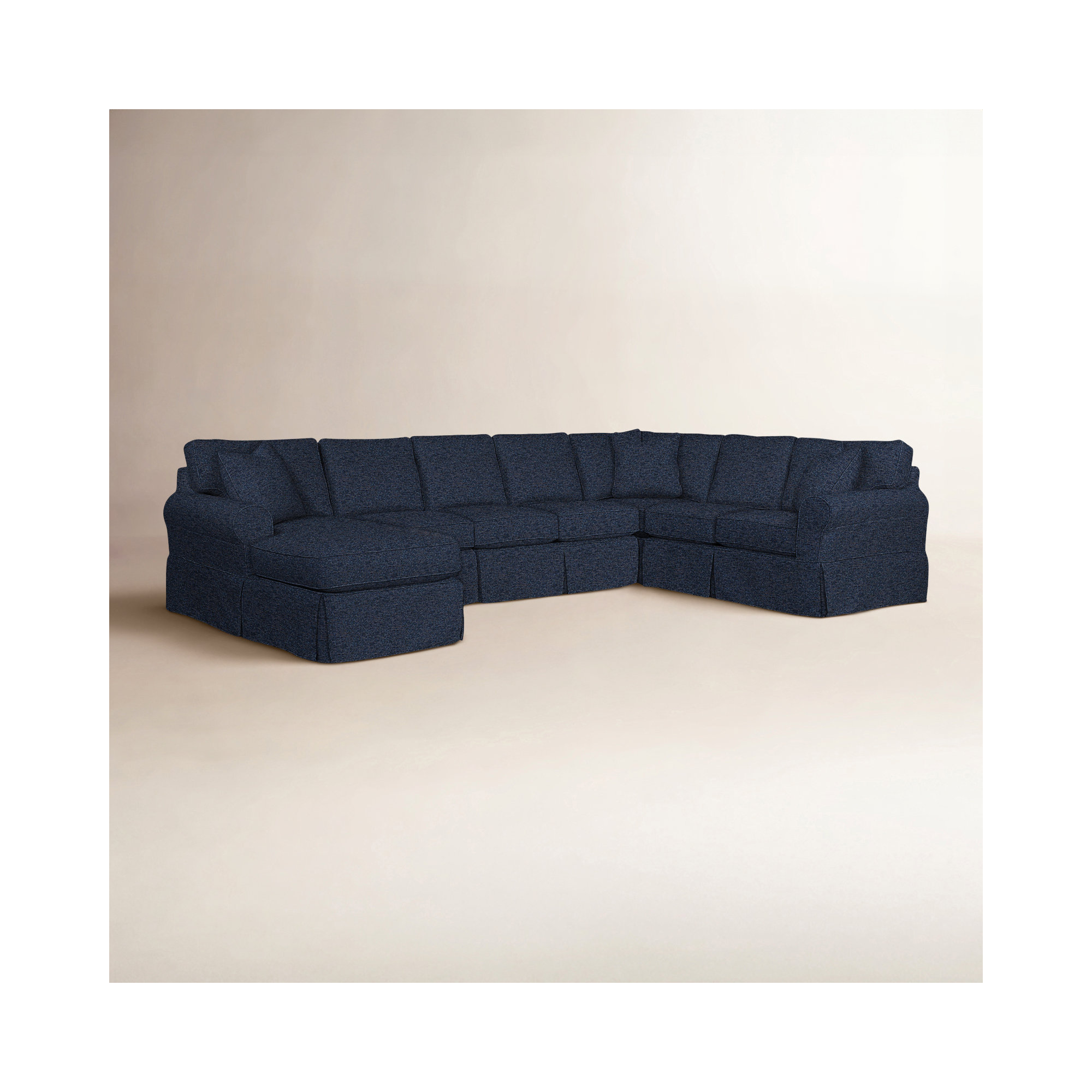 Bedford Upholstered Chaise U-Sectional, Right Hand Facing, Basic Navy; 0317-61