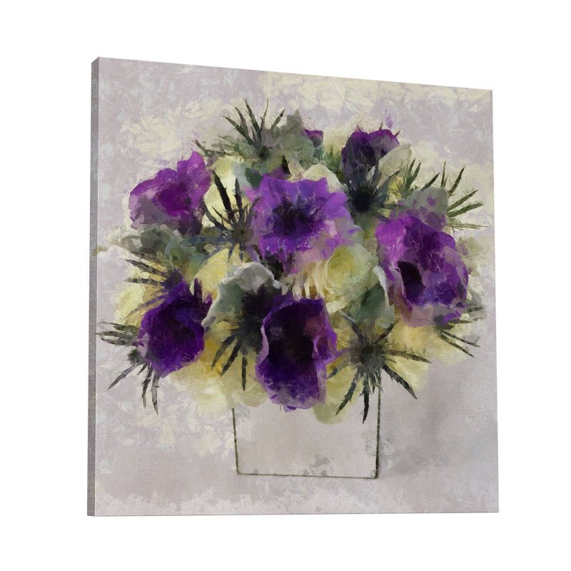 Floral - 1 pièce, reproduction carrée sur toile tendue, H 24 po x l 24 po x P 1,5 po