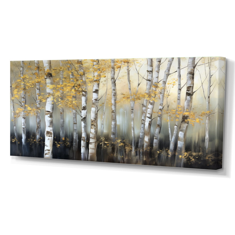 Arendien Birch Tree Dense Forest I - Tree Wall Art, Wrapped Canvas, 28" H x 60" W, No Frame