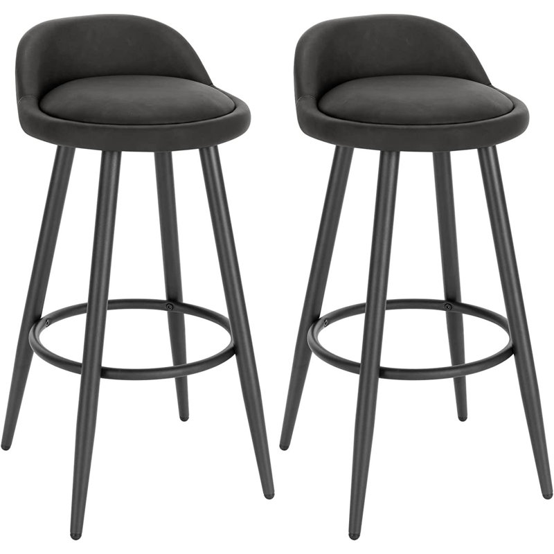 Ackeron Upholstered Counter Stool with Metal Frame, Anthracite