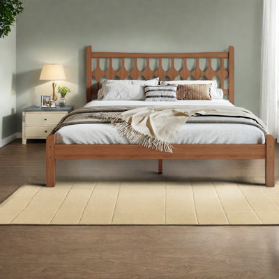 Tête de lit Diamond en bambou pour lit Queen, brun uni, style rustique moderne pour chambre à coucher