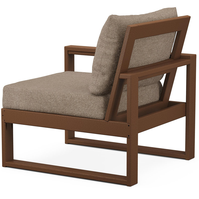 POLYWOOD Outdoor Lounge Chair, Spiced Burlap, Teak