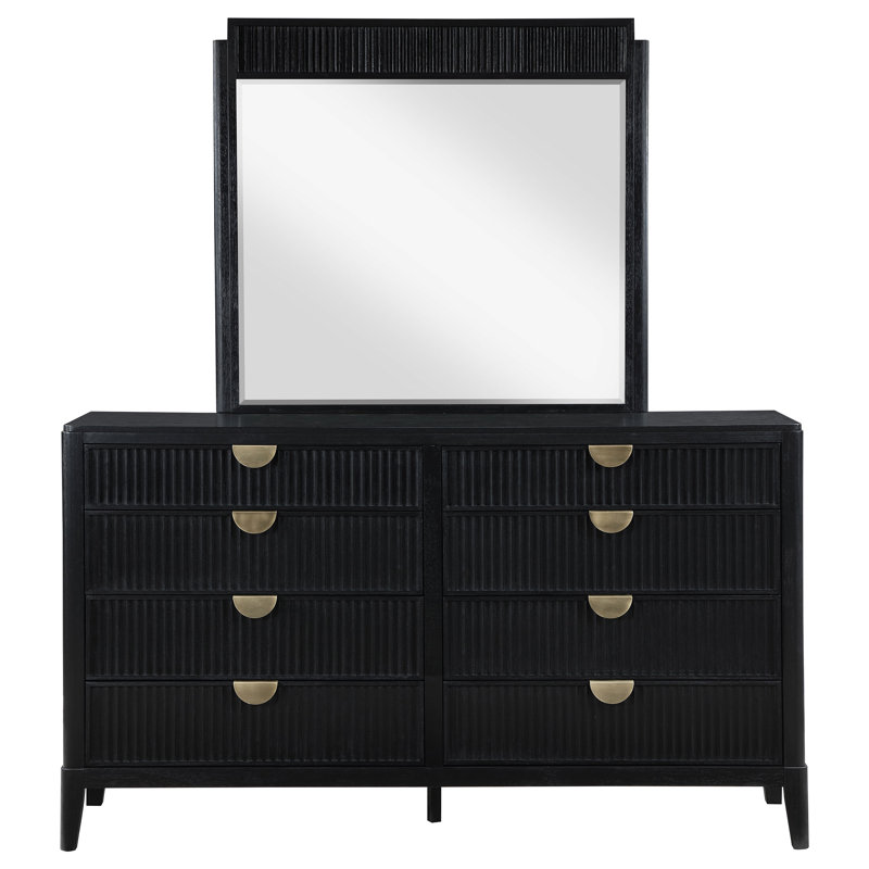 Traequan 8-drawer Dresser with Mirror Black