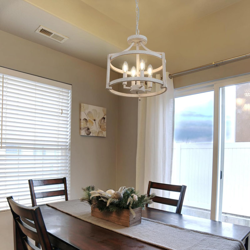 Aonesty 4-Light Lantern Chandelier, White