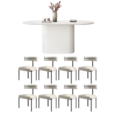 Simple and practical oval dining table and chair