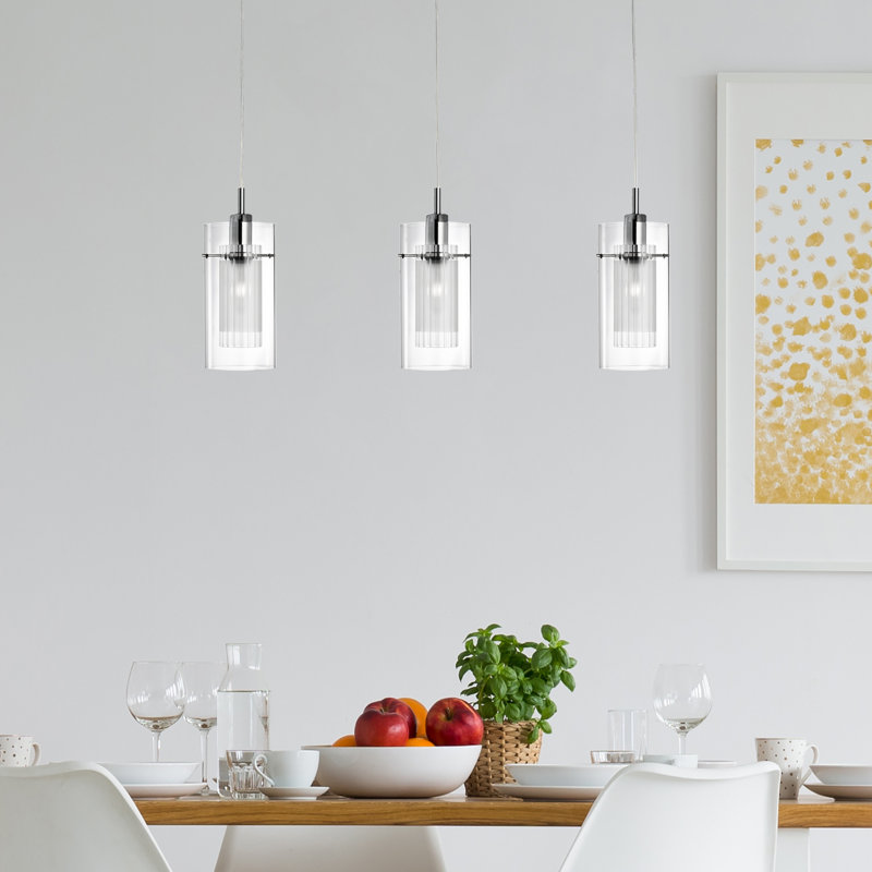 Araceli 3-Light Kitchen Island Chandelier, Clear Glass