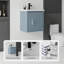 Meuble-lavabo flottant 20 po avec lavabo, porte à fermeture en douceur, lavabo en céramique, contreplaqué, bleu-36734454-36734456