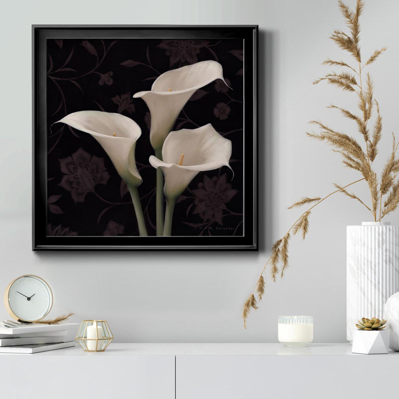 Calla Elegante - Peinture sur toile encadrée, Noir, H 26,5 po x l 26,5 po x P 1,5 po