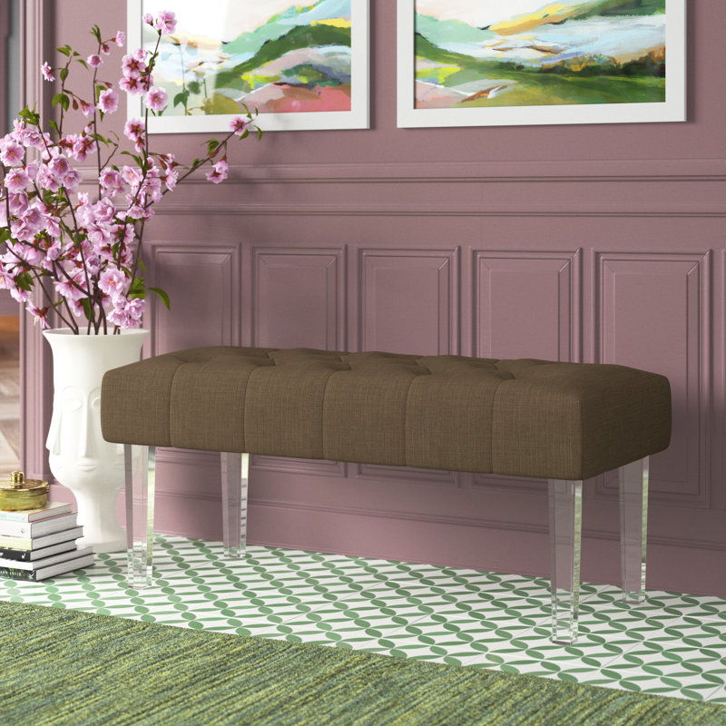 Edith Polyester Upholstered Bench, Brown