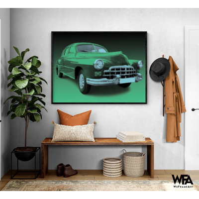 Affiche GAZ-M20 Pobeda, œuvre d'art de voiture contemporaine verte, reproduction de voiture de Pobeda 1955, œuvre d'art graphique, idée de cadeau de mécanicien de mari