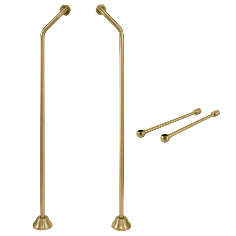 Kingston Brass Vintage Double Offset Supply Line With Wall Bracket Combo, Brushed Brass
