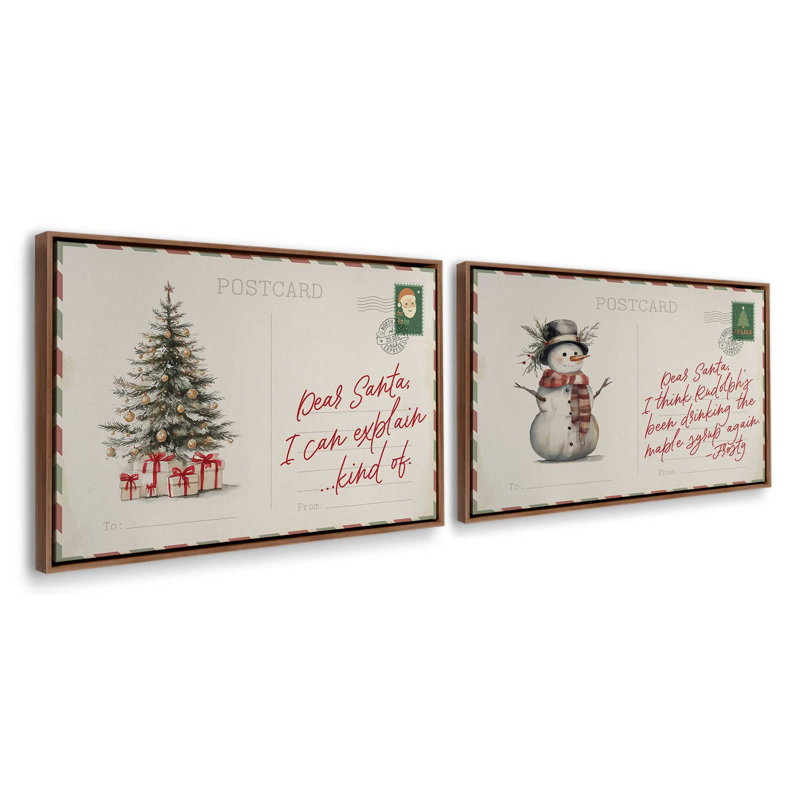 Dear Santa Diaries, reproduction d'art sur toile, H 9 po x l 26 po, Impression encadrée sans passe-partout, Noyer