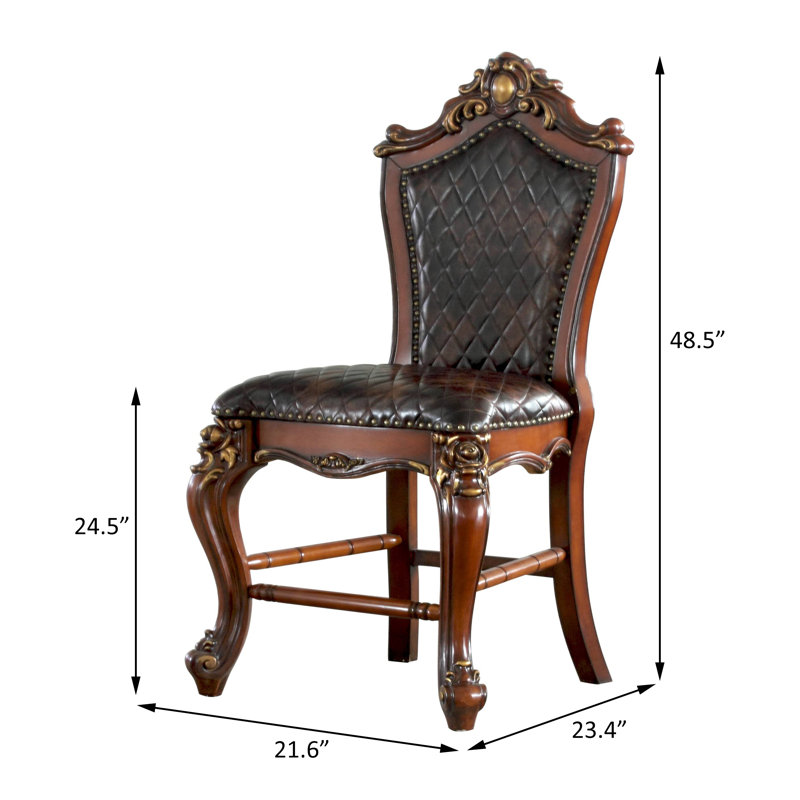 Tabouret de comptoir rembourré, Gris, Brun