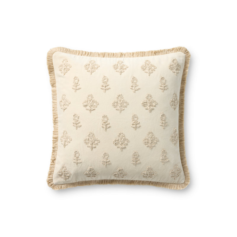 Chris Loves Julia x Loloi Darla Accent Pillow, Ivory, Down Blend