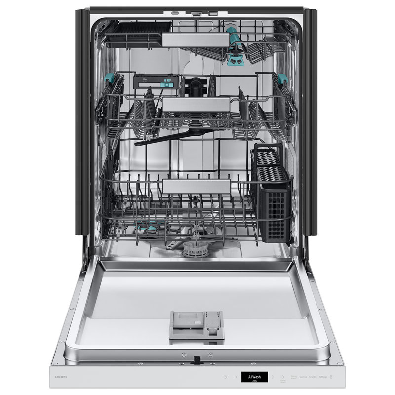 Samsung 38 dBA Bespoke Smart Dishwasher with 3rd Rack Washing System, White Glass