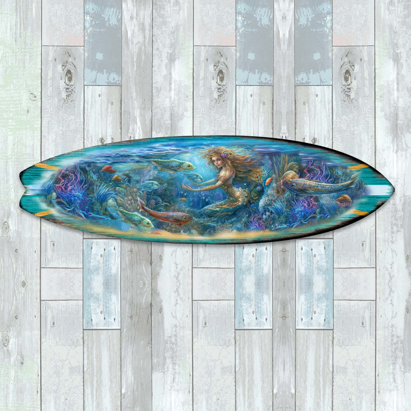Décoration murale planche de surf, H 7 po x l 24 po x P 1 po