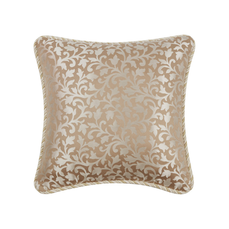 Ivory and Gold Embroidered Floral Jacquard Pillow Set
