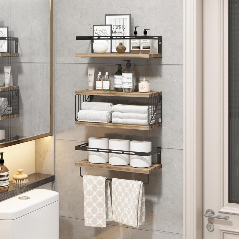 Valmer Mounting / Installation Required Bathroom Shelves, Rustic Brown