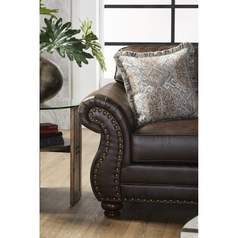 Ensemble de canapé clouté, causeuse et chaise Modern, Espresso