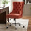 Chaise de bureau moderne en chenille capitonnée avec base en métal chromé, pivotant à 360 degrés-133599479-133599480