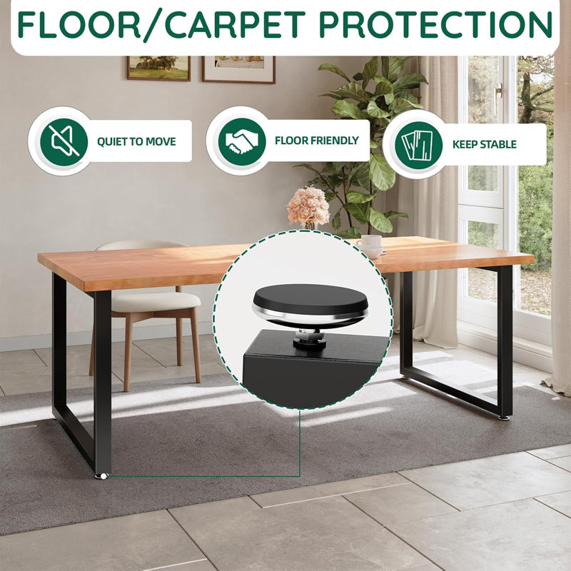 Wide Furniture Desk Bench Dining Legs Adjustment Feet Pads Heavy Duty Square Shape Black Metal Table Legs Set Of 2
