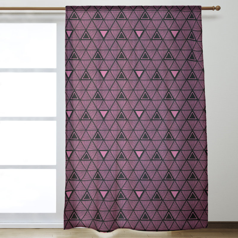 Jordao Room Darkening Curtain Single Panel, Dark Pink/Black