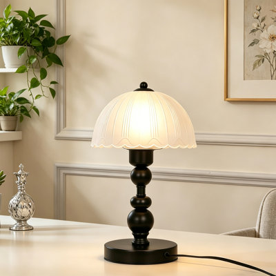 14" Roman Column Table Lamp Mid-Century Modern Frosted Glass Desk Lamp