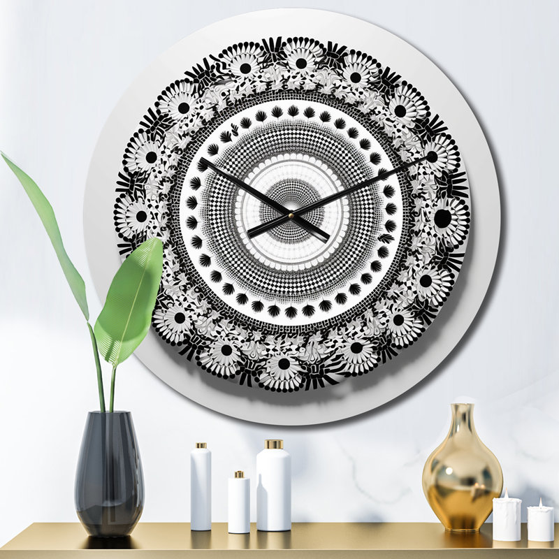 Horloge murale sacrée en métal noir et blanc, Petit