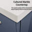 Meuble-lavabo bleu marine 36 po X 22 avec comptoir en marbre de culture, robinet et miroir à DEL-1675390346