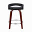 Tabouret de comptoir à hauteur fixe avec pivot en bois d'acajou, repose-pieds en métal chromé et velours - ensemble de 2-198081548-198081551