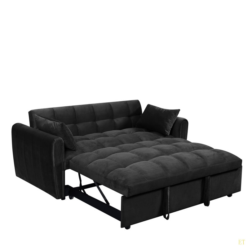 Canapé-lit pliable de 65 pouces 3-en-1 de grande taille, canapé double en velours moderne, canapé-lit avec dossier et coussins réglables, convient au salon et à la chambre à coucher