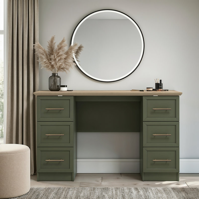 6 Drawer Dressing Table, Kale Green