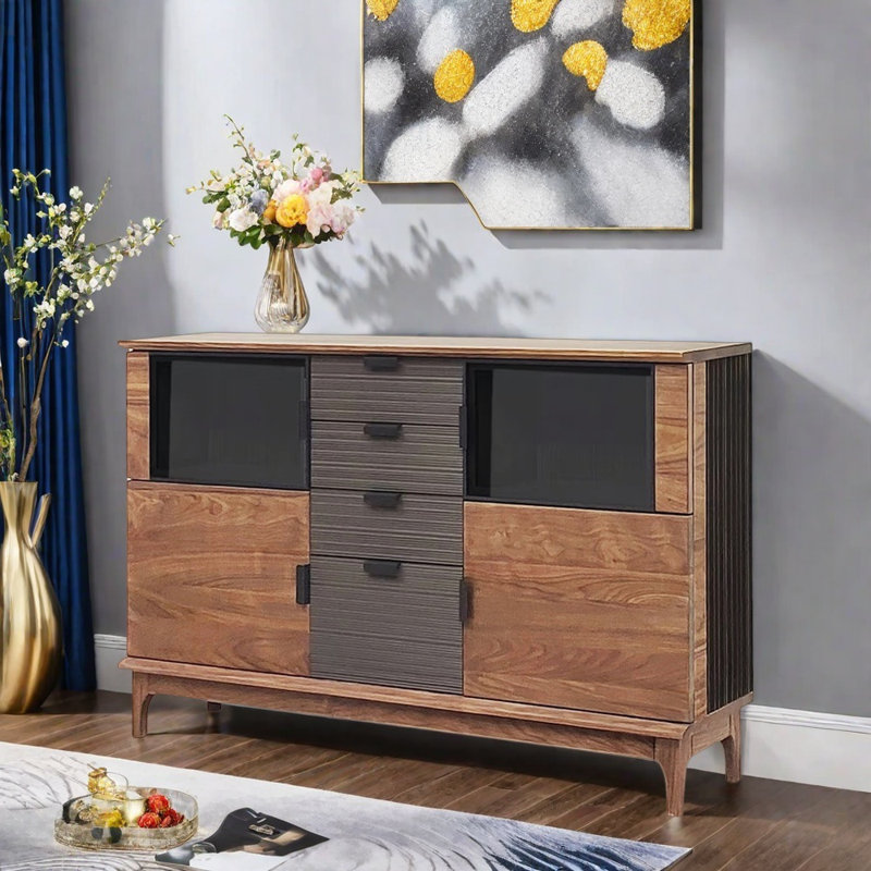 Simple Solid Wood Sideboard, 35.43" H x 50.3" W x 17.72" D