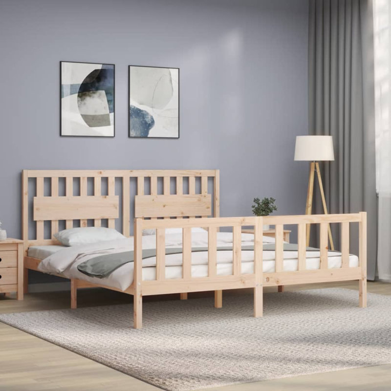 Bed Frame with Headboard, Natural, Super King (6')