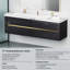 Meuble-lavabo mural avec lavabo, armoire de rangement flottante avec comptoir et tiroirs à fermeture en douceur, idéal pour l'organisation de la salle de bain