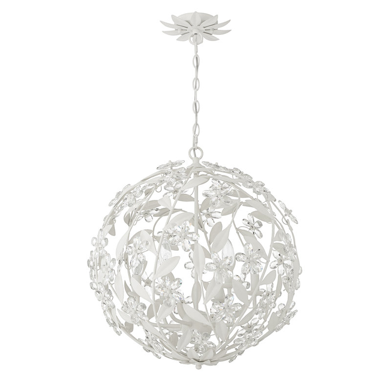 Luminaire suspendu antique 6 lumières Meyah, Blanc