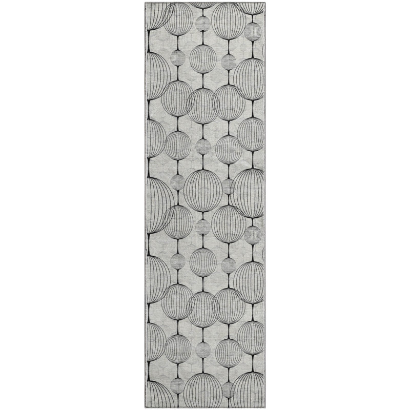 Premium Machine Washable Prisco Graphite Rug, Runner 2'3" x 7'6"