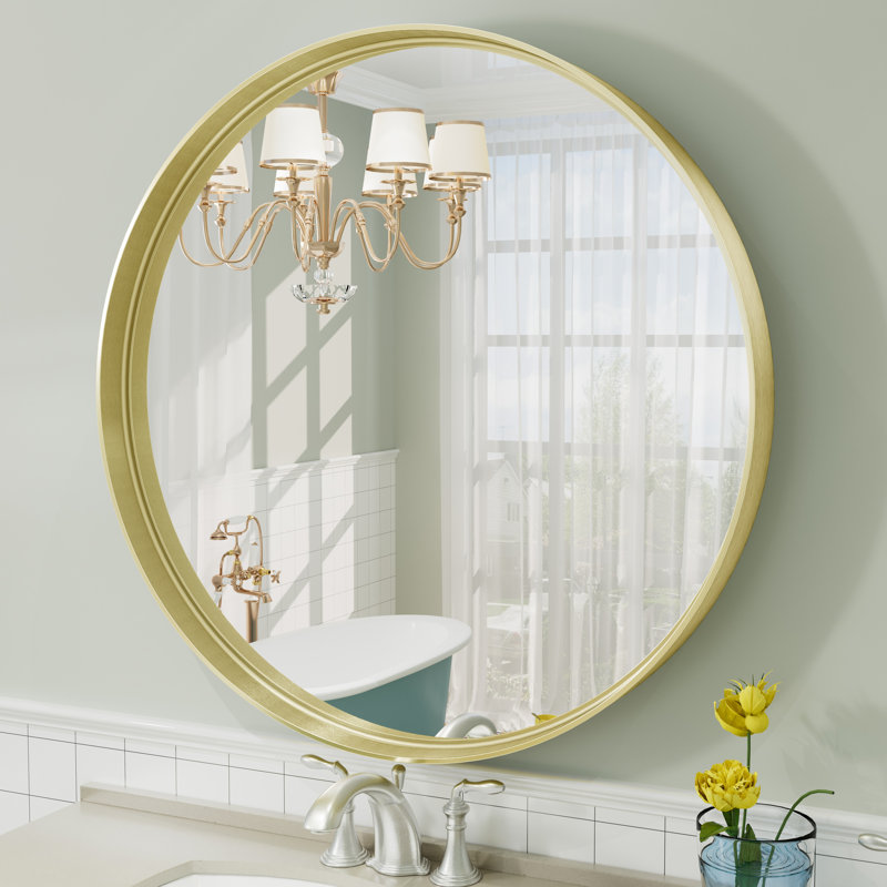 Miroir mural Aevar, 32 po x 32 po, Or brossé