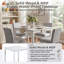 Ensemble de 5 pièces de table de cuisine en bois à hauteur de comptoir, de table carrée et 4 chaises rembourrées (blanc, cristal) et ensemble de chaises-2117898347