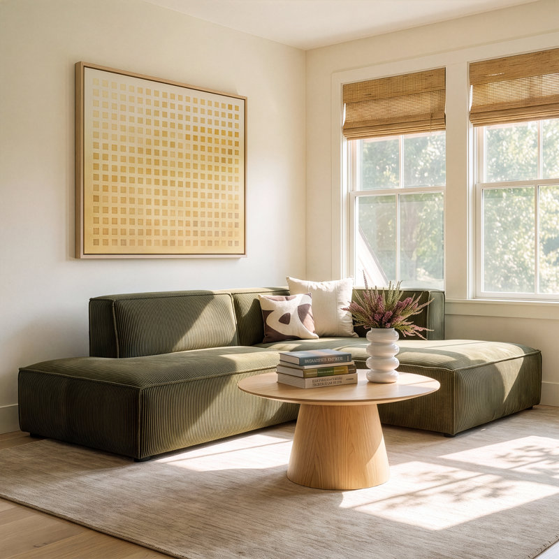 Shonnard 2-Piece Upholstered Sectional, Olive Green Performance Corduroy, Right Hand Facing