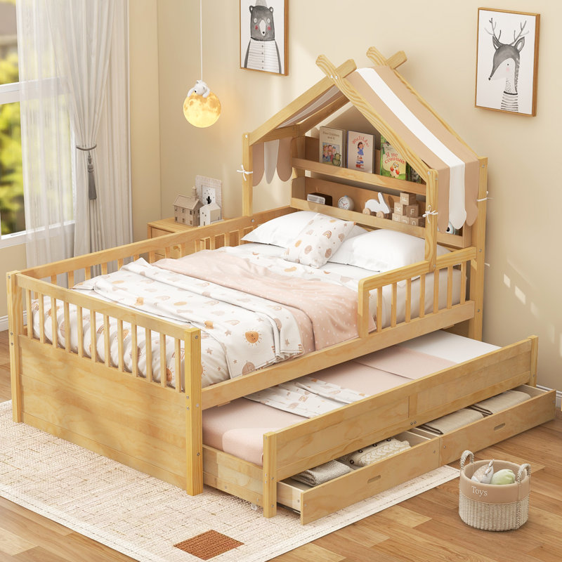Lit tapissier Elvon, Naturel, Lit simple