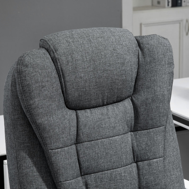 Chaise de bureau à hauteur réglable avec repose-pieds, gris foncé pour le soutien du dossier, gris lin, offrant un confort maximal