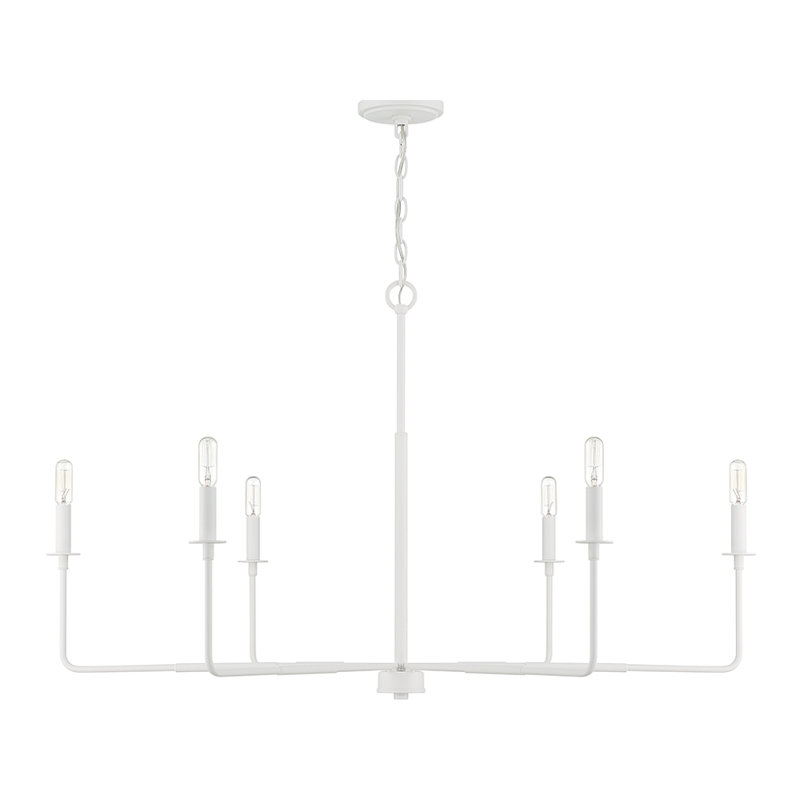 Lustre classique à 6 lumières de style bougie Alysa, Blanc bisque