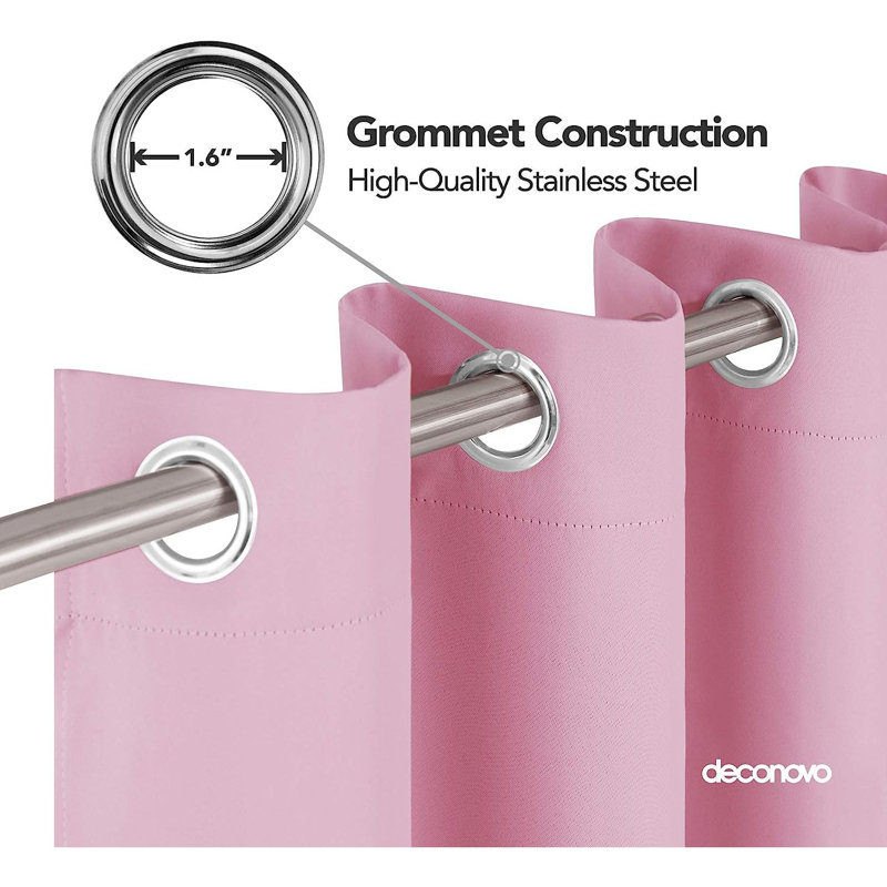 Hisao Room Darkening Curtain Pair, 140 W x 180 D cm, Pink