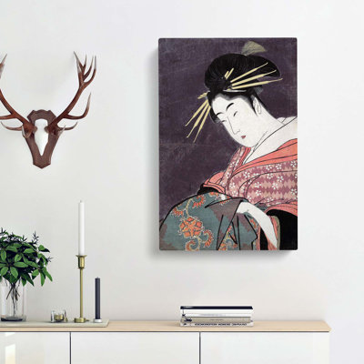 Lady with a Robe by Kitagawa Utamaro - Wrapped Canvas Graphic Art Print