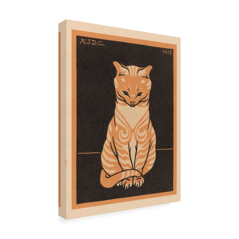 "Rouleau" par Julie De Graag, chat assis, 19" H x 14" W