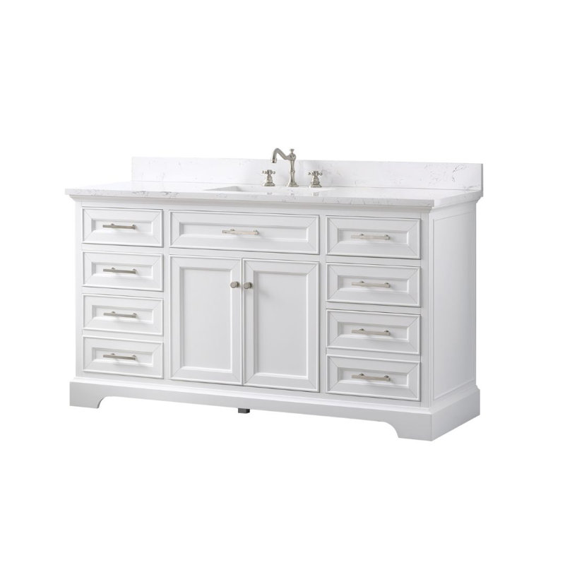 Currahee Single Bathroom Vanity Set, White/Brushed Nickel