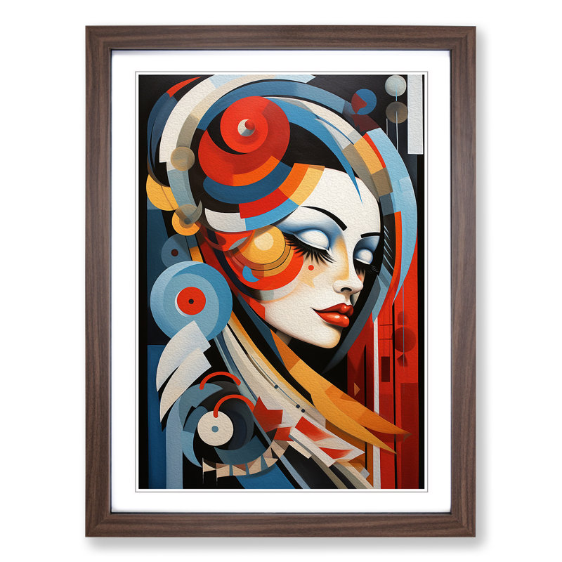 Feather Constructivism - Framed Print, Walnut, 64cm H x 46cm W x 2cm D